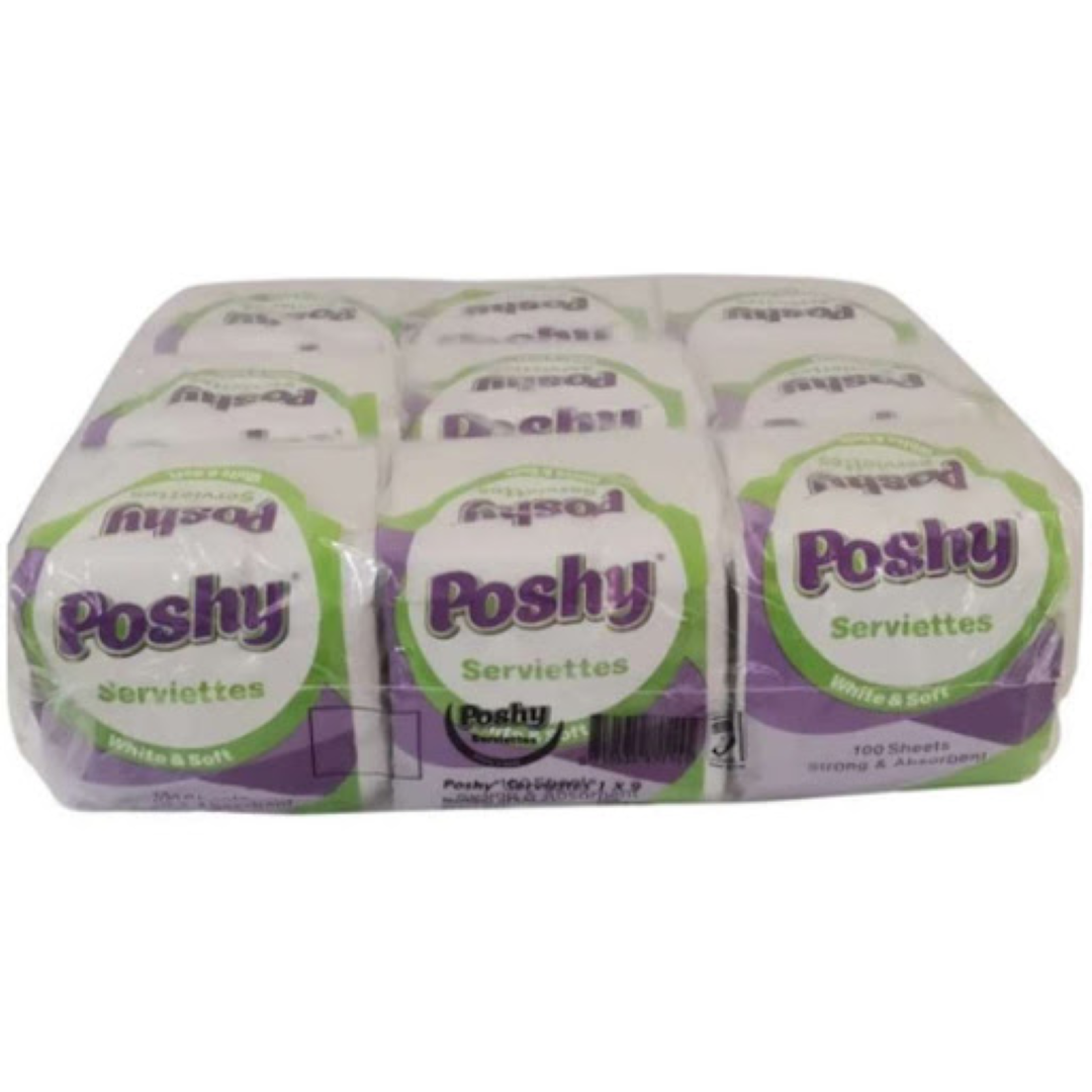  Poshy Serviettes - 100 Sheets  Premium Blended  1 Ply  30cm*30cm - Single Pack (Carton)